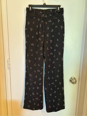 Monki Black Floral Slightly Flared Trousers